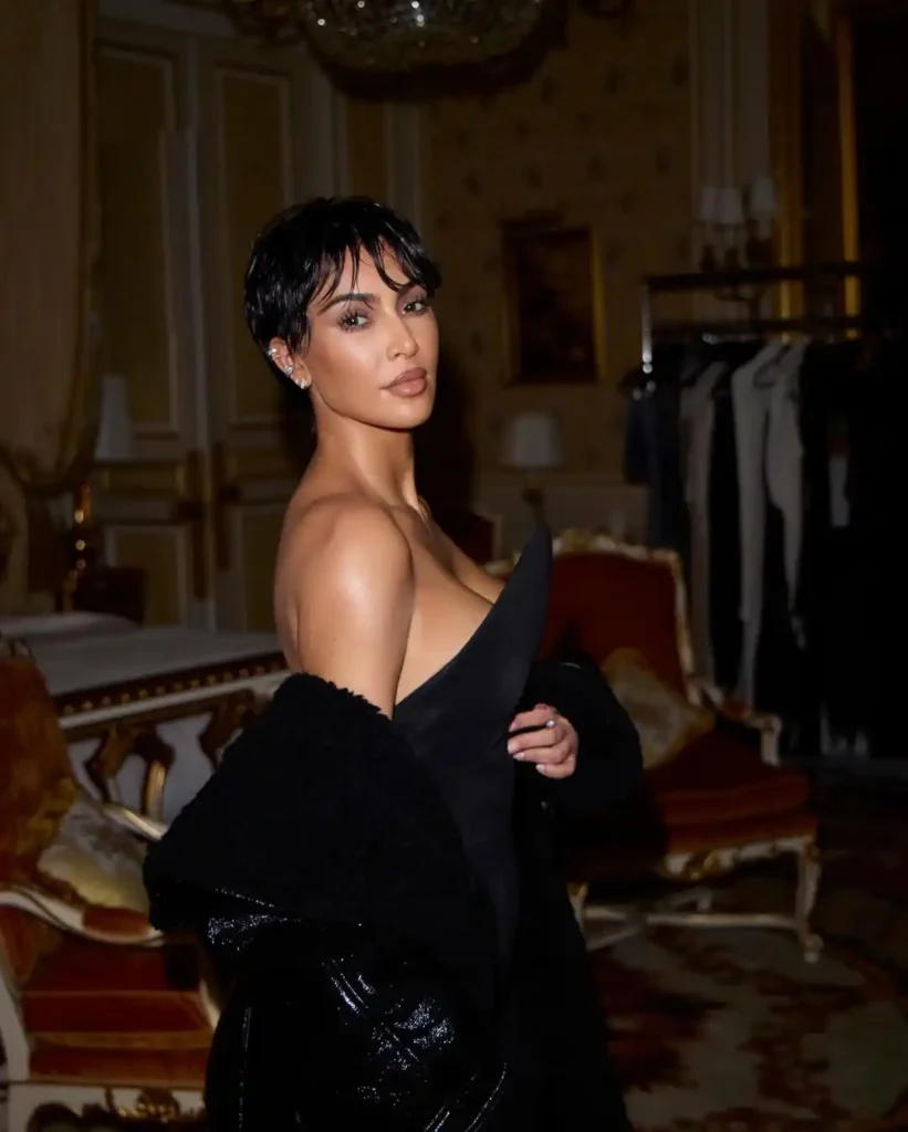 Kim Kardashian Channels Kris Jenner With Striking Pixie Cut at Paris Fashion Week 3