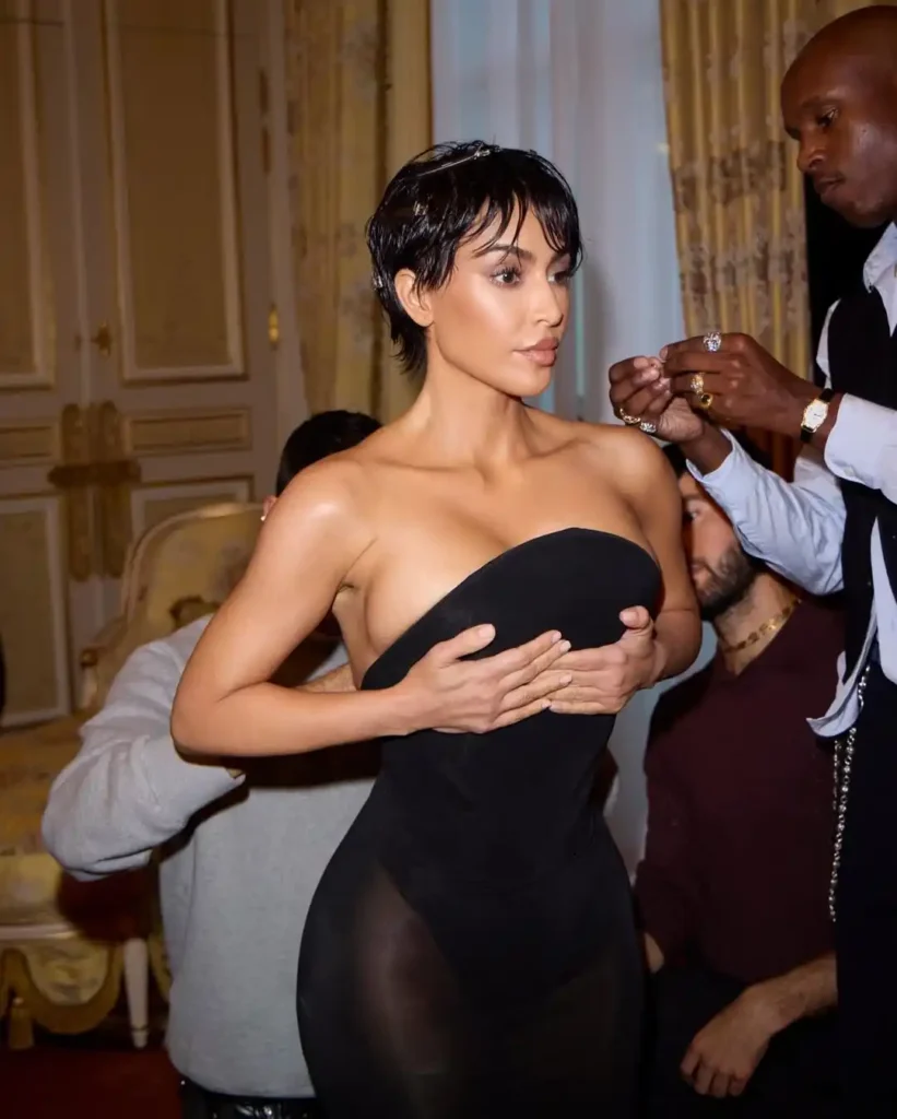 Kim Kardashian Channels Kris Jenner With Striking Pixie Cut at Paris Fashion Week 5